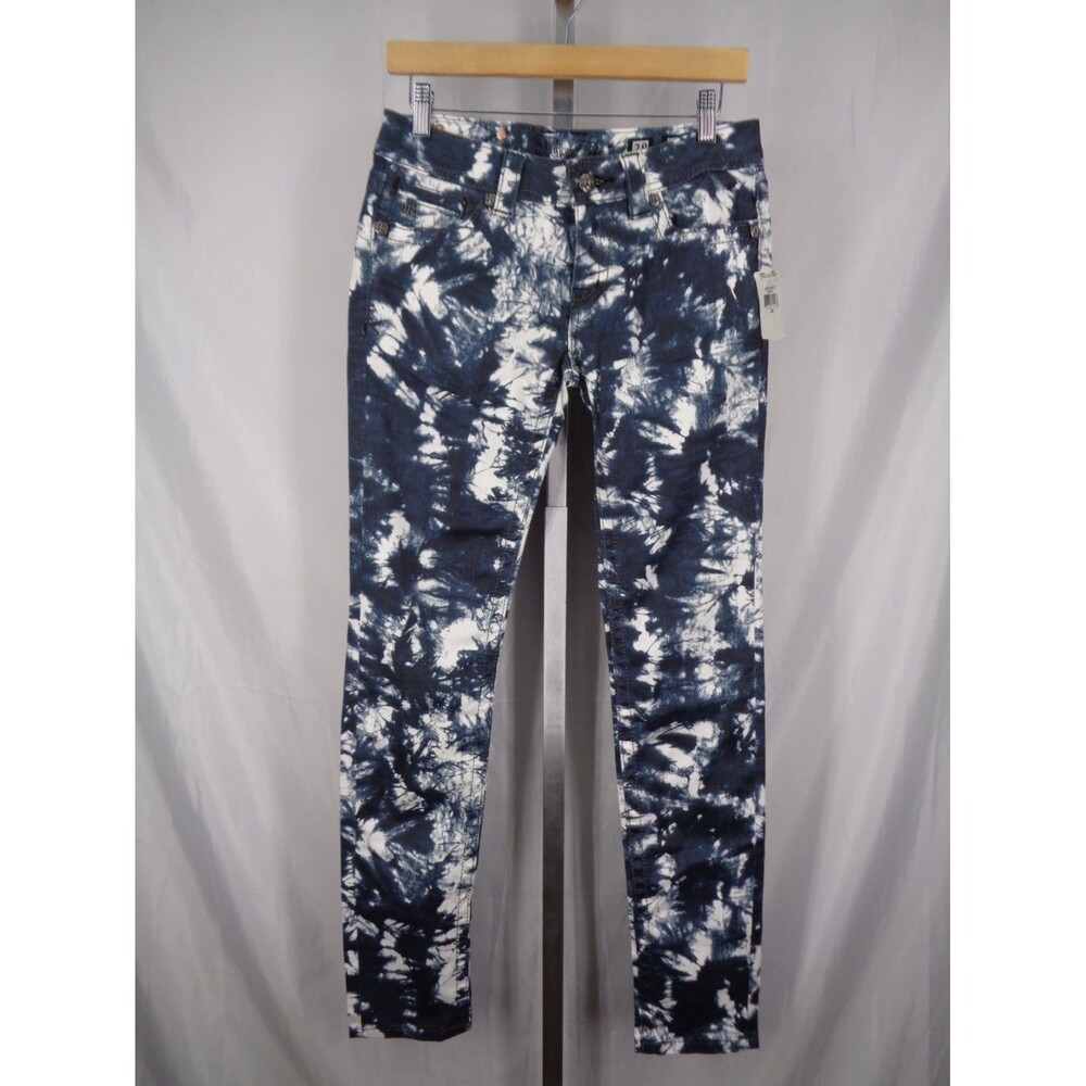 Miss Me Tie Dye Skinny Jeans Navy Blue White Tag Sz 28 x 32 Waist Measure 30 New